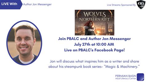 Author Series Live Stream With Jon Messenger Pbalc Events