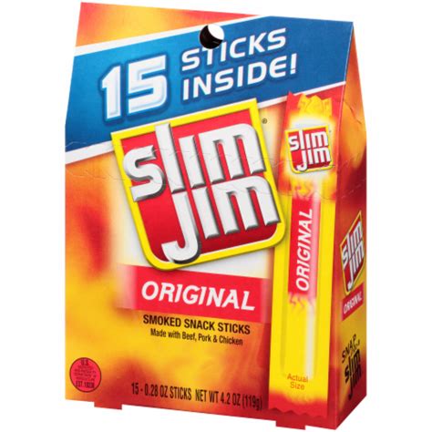 Slim Jim Original Smoked Snack Sticks 15 Ct 28 Oz Kroger