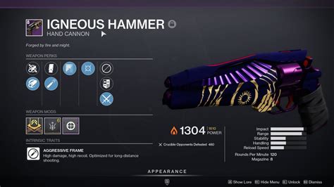 Destiny Igneous Hammer God Roll And Best Perks Ginx Tv 48 Off