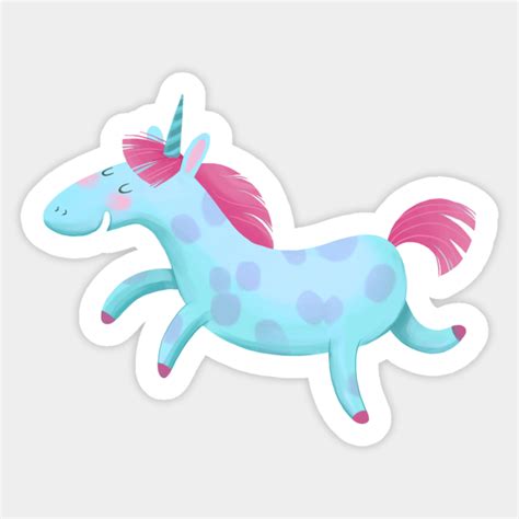 Happy Blue Unicorn Unicorns Sticker Teepublic