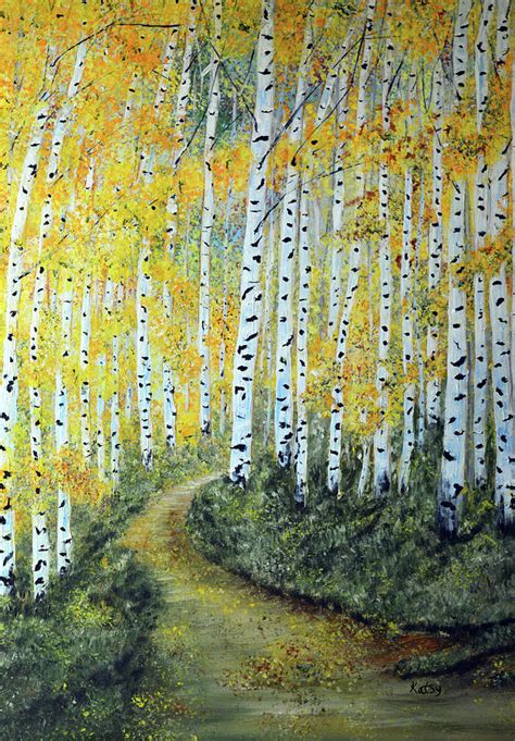 Aspen Trees Wall Art Impressionism Landscape Painting By Kathy Symonds
