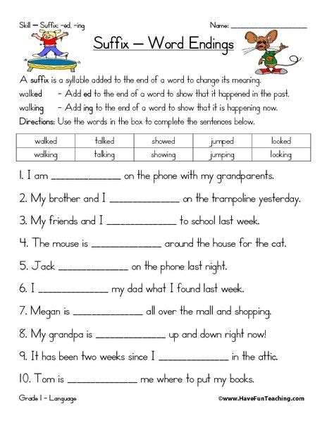 Suffix Word Endings Worksheet Lesson Planet Suffix Activities Root