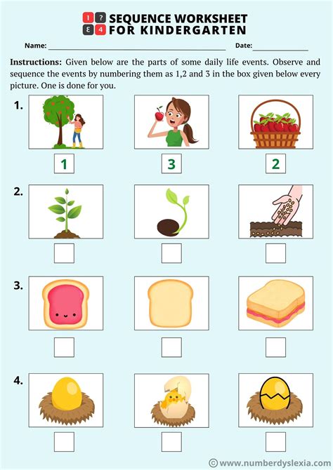 Kindergarten Sequence Worksheets Printable