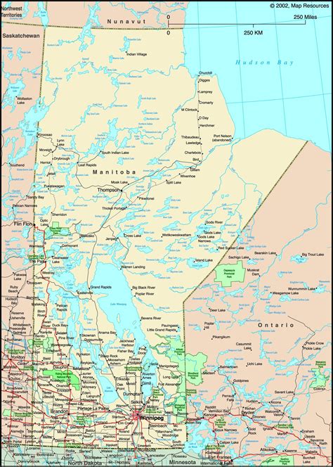 Manitoba Canada Political Wall Map