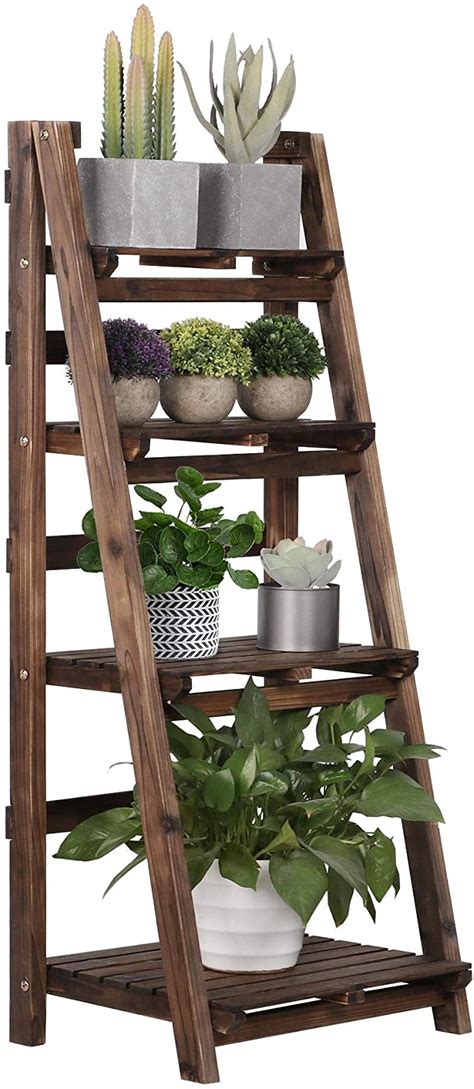 Anyway, this is a nice decoration in. Amazon.com: Yaheetech 4-Tier Foldable Wooden Ladder Shelf Plant Flower Ladder Shelf Stand Rack ...