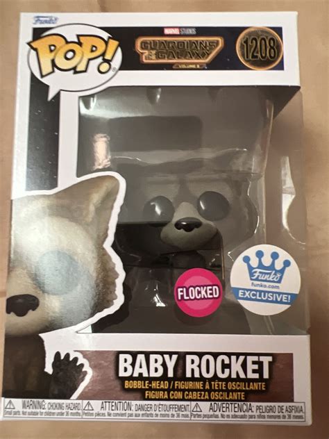 Funko Pop Baby Rocket Flocked 1208 Marvel In Hand Ebay