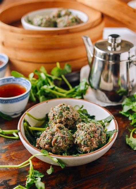 After that to prepare dim sums, take a dough portion, dust with flour and roll from the edges to make a thin disc. Watercress Steamed Meatballs | Recipe | Watercress ...