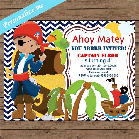 Pirate Party Invitation Treasure Hunt Party For Boys Pirate Party