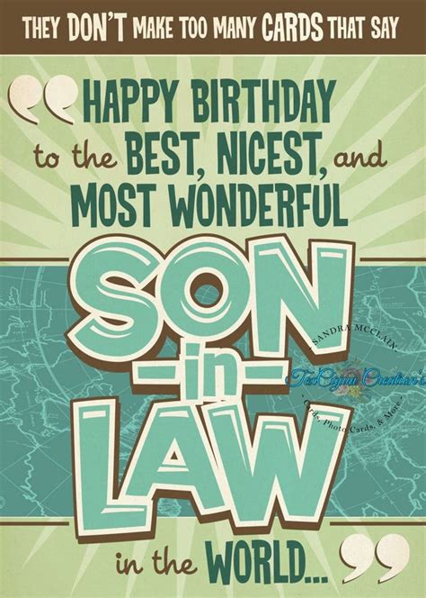 A Birthday Card With The Words Son In Law