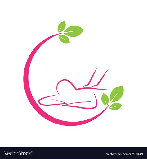 Crescent Leaves Spa Massage Logo Design Royalty Free Vector