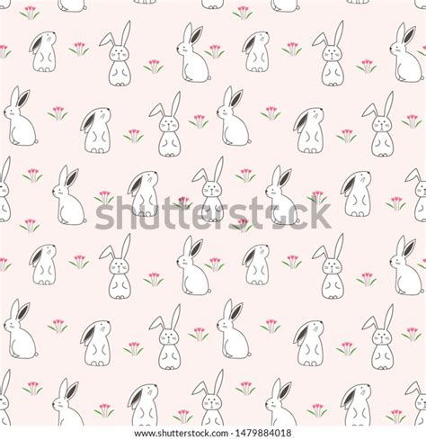 Cute Bunny Seamless Pattern Background Vector Stock Vector Royalty