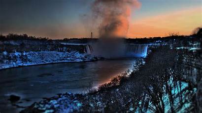 Falls Niagara Winter Sunset Rivers Wallpapers Widescreen