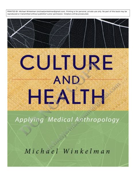 Pdf Culture And Health Applying Medical Anthropology