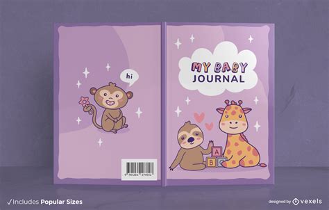 Baby Journal Animals Book Cover Design Vector Download