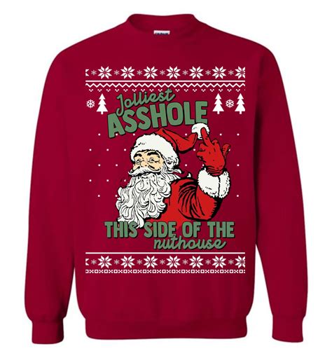 Naughty Santa Offensive Christmas Sweater Women