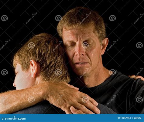 Father And Son Tearful Embrace Stock Image Image Of Hand Crying