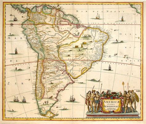 Antique Latin Map Of South America Old Cartographic Map Antique