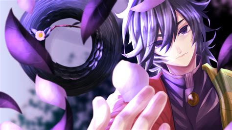 Demon Slayer Giyuu Tomioka Around Falling Purple Flower Petals Hd Anime