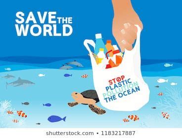 It's dumped, pumped, spilled, leaked and even washed out with our laundry. Vector Save the World and Stop plastic pollution the ocean ...