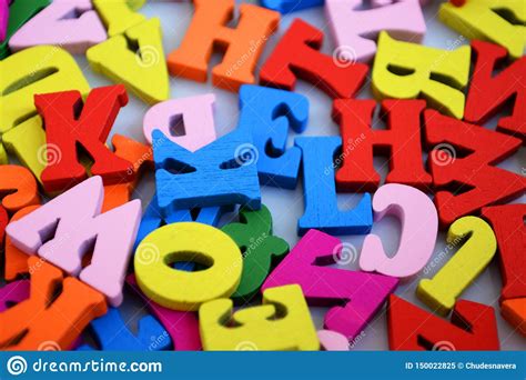 Colored Wooden Letters Of The English Alphabet Stock Image Image Of