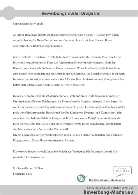 Bewerbungsmuster - Ausbildung Drogist/ Drogistin