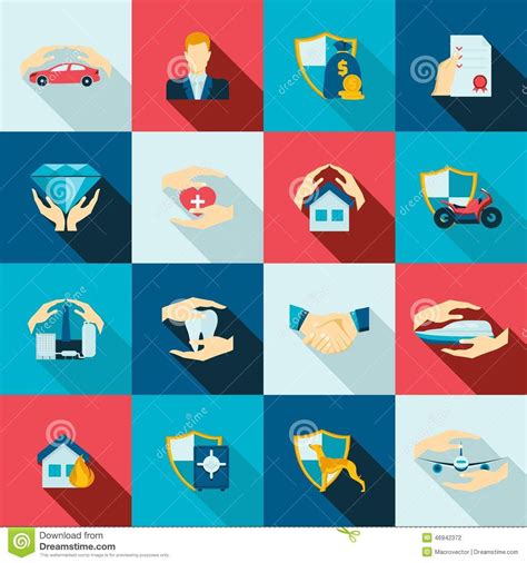 insurance-icons-flat-security-set-life-safety-disaster ...
