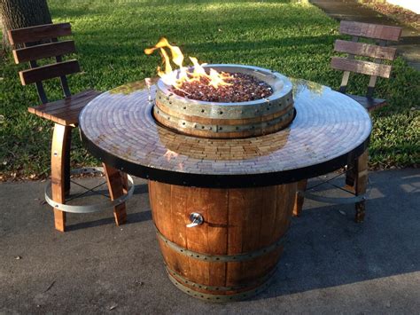 Wine Barrel Gas Fire Pit And Patio Table Etsy
