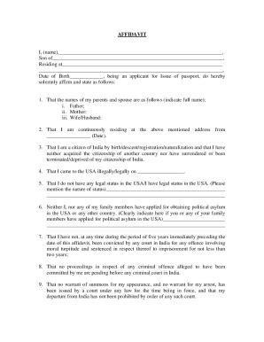 Affidavit For No Status Form Fill And Sign Printable
