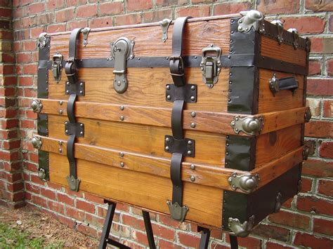 Fully Refinished Flat Top Trunk With Leather Straps Old Trunks