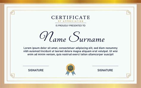 Blue And Gold Certificate Of Achievement Template Set With Gold Badge