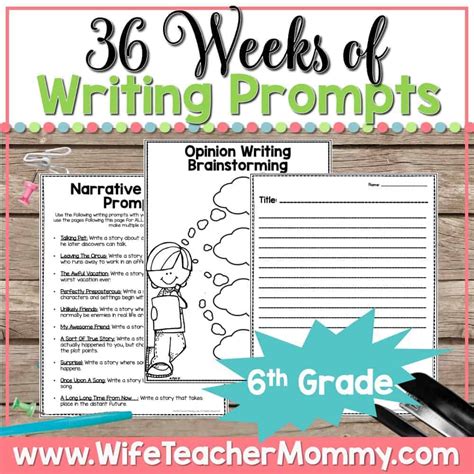 36 Weeks Of Writing Prompts For 6th Grade Printable Wife Teacher Mommy