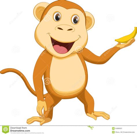 Cute Monkey Cartoon With Banana Stock Vector