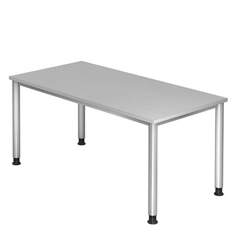 Bürotisch höhenverstellbar länge 165cm tiefe 60cm höhe 80cm füße aluminium tischplatte helles. Schreibtisch HS16 160x80cm 4-Fuß-Gestell silber ...