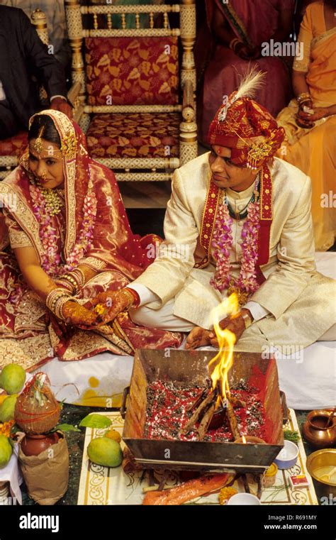 Indian Wedding Fire Ceremony India Asia Stock Photo Alamy