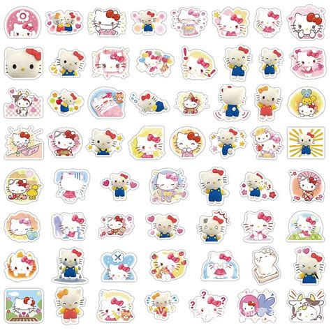 60pcs Hello Kitty Cute Sanrio Stickers Kuromi My Melody Stickers Hello