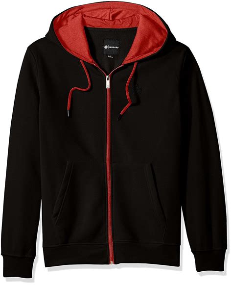 Akademiks Mens Long Sleeve Zip Up Hoodie Sweatshirt Blackred Tony