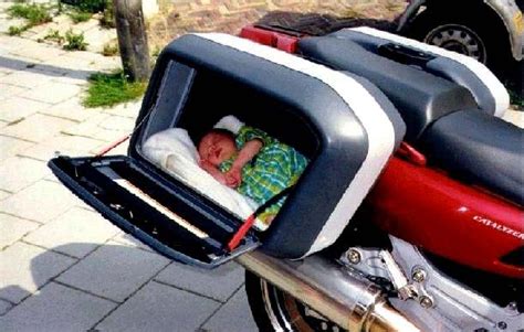 The same rules apply for children with disabilities or medical conditions, but they can use a disabled person's seat belt or a child restraint designed for their needs. Baby Seat for Motorcycles - Picture | eBaum's World