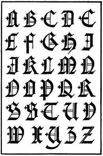 Letras góticas Caligrafía gótica abecedario en mayúsculas y