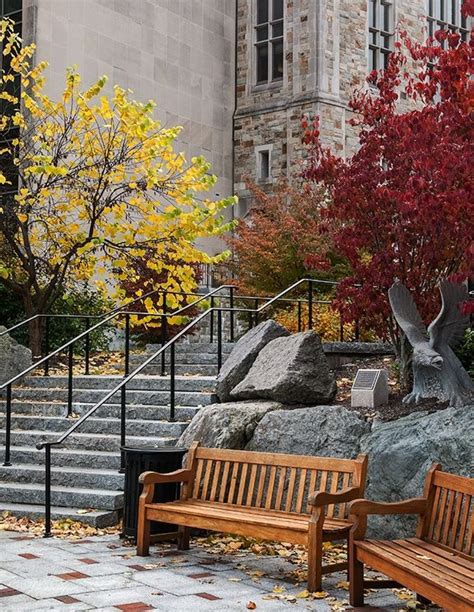 In any one stairway or staircase. Landing on the Higgins Stairs - Chestnut Hill Campus - Prayer Map - Boston College