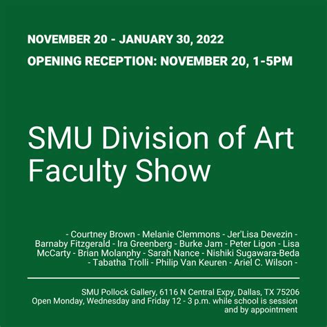 smu s pollock gallery presents smu division of art faculty show november 20 2021 january 30