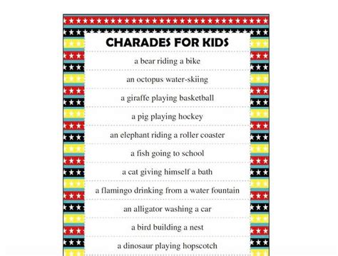 Kids Charades Ideas Free Printable Moms And Munchkins Charades For