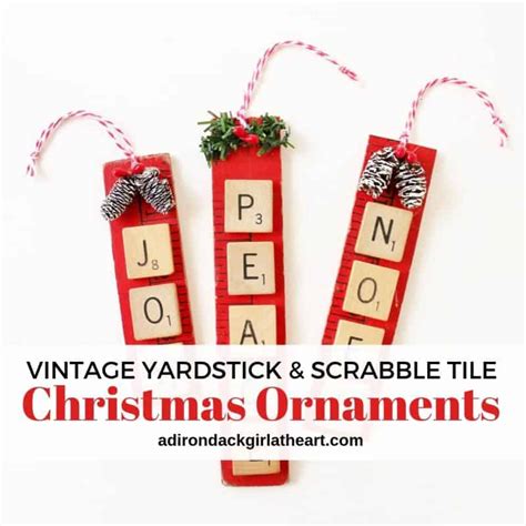 Vintage Yardstick And Scrabble Tile Christmas Ornament