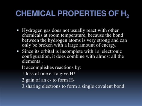 Hydrogen Gas Physical Properties Of Hydrogen Gas