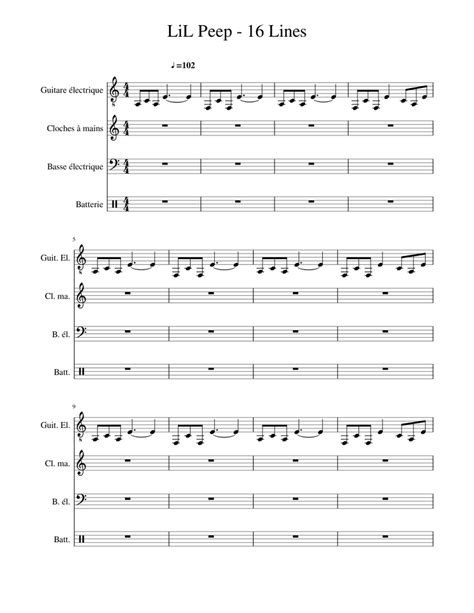 Lil Peep 16 Lines Sheet Music For Drum Group Guitar Bass Handbells