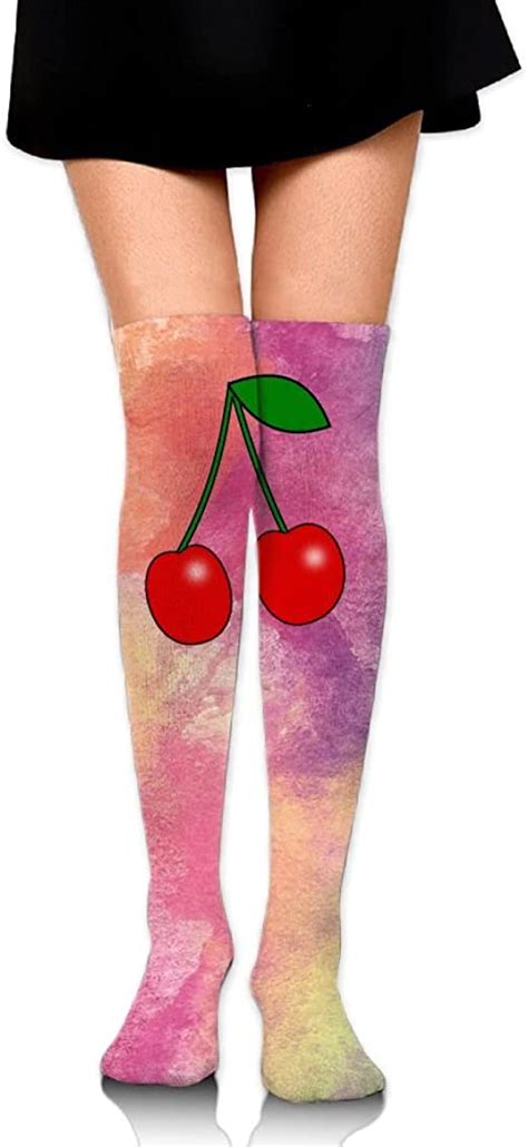 Red Cherry Womens Fashion High Socks Stockings Over The