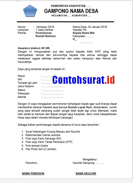 Maybe you would like to learn more about one of these? Contoh Surat Permohonan Bantuan Rumah Layak Huni Baitul Mal