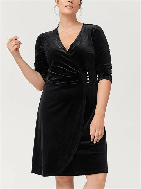 Ellos Ellos Black Velvet Wrap Dress Plus Size 2426 To 3234 Eu