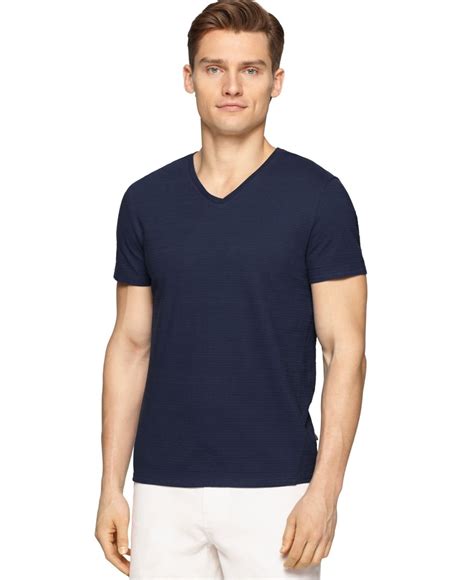 Lyst Calvin Klein V Neck Slim Fit T Shirt In Blue For Men