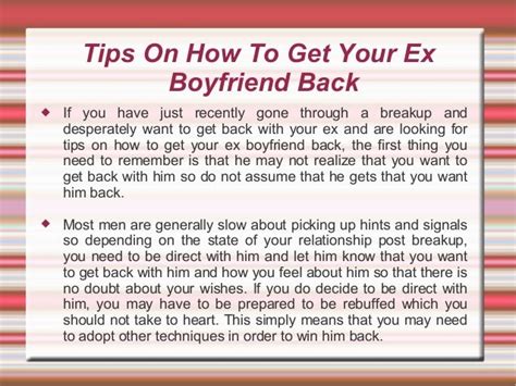 If You Are Looking For Tips On How To Get Your Ex Boyfriend Back Her