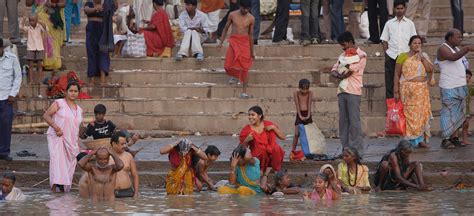 Indians Bathing In The Ganges River At Varanasi India Web Keith